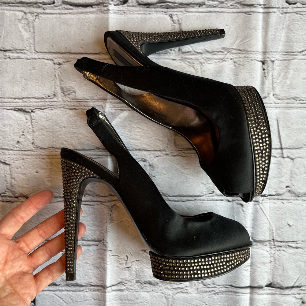 BCBG MAX AZRIA Black Sparkle Heels 7.5 WOW